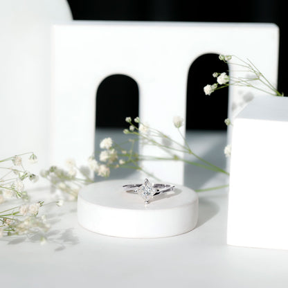 Princess Cut Lab Grown Diamond Bypass Engagement Ring for Women
