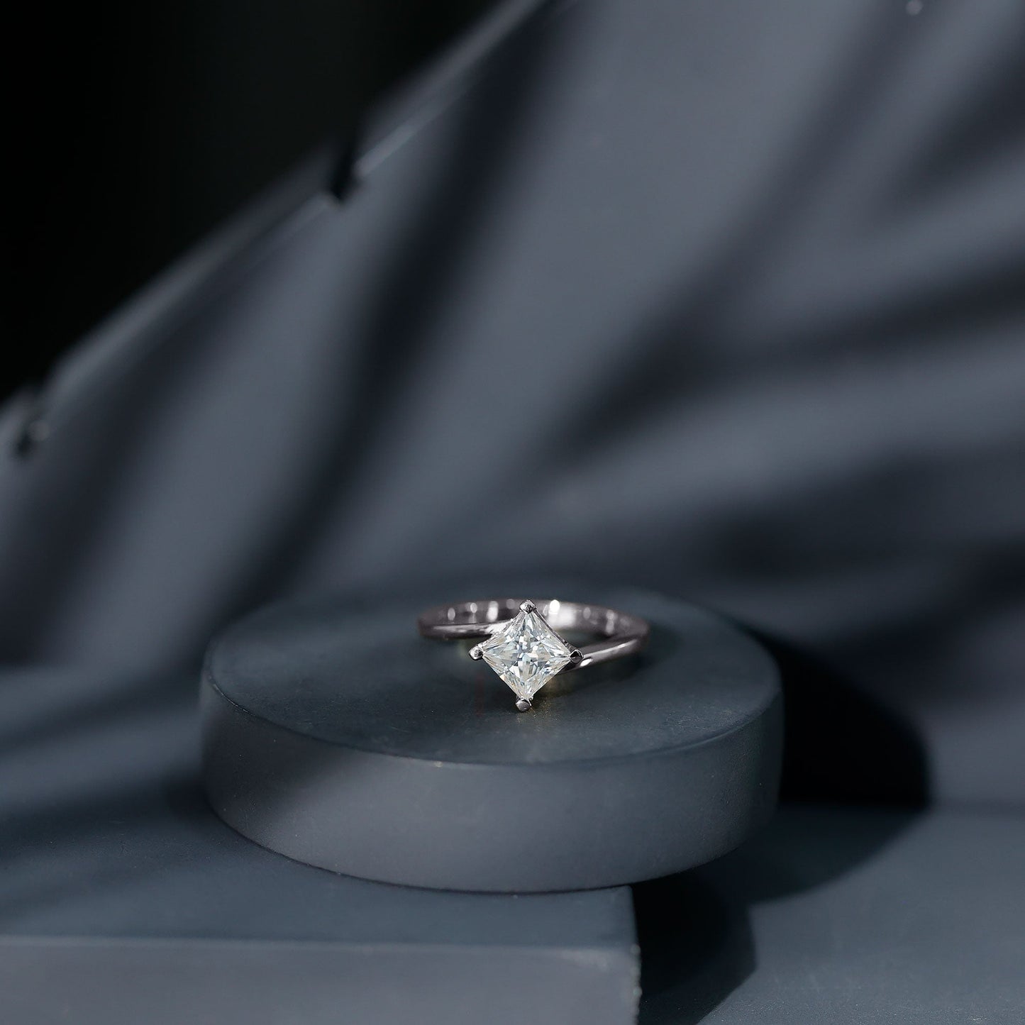 Princess Cut Lab Grown Diamond Bypass Engagement Ring for Women