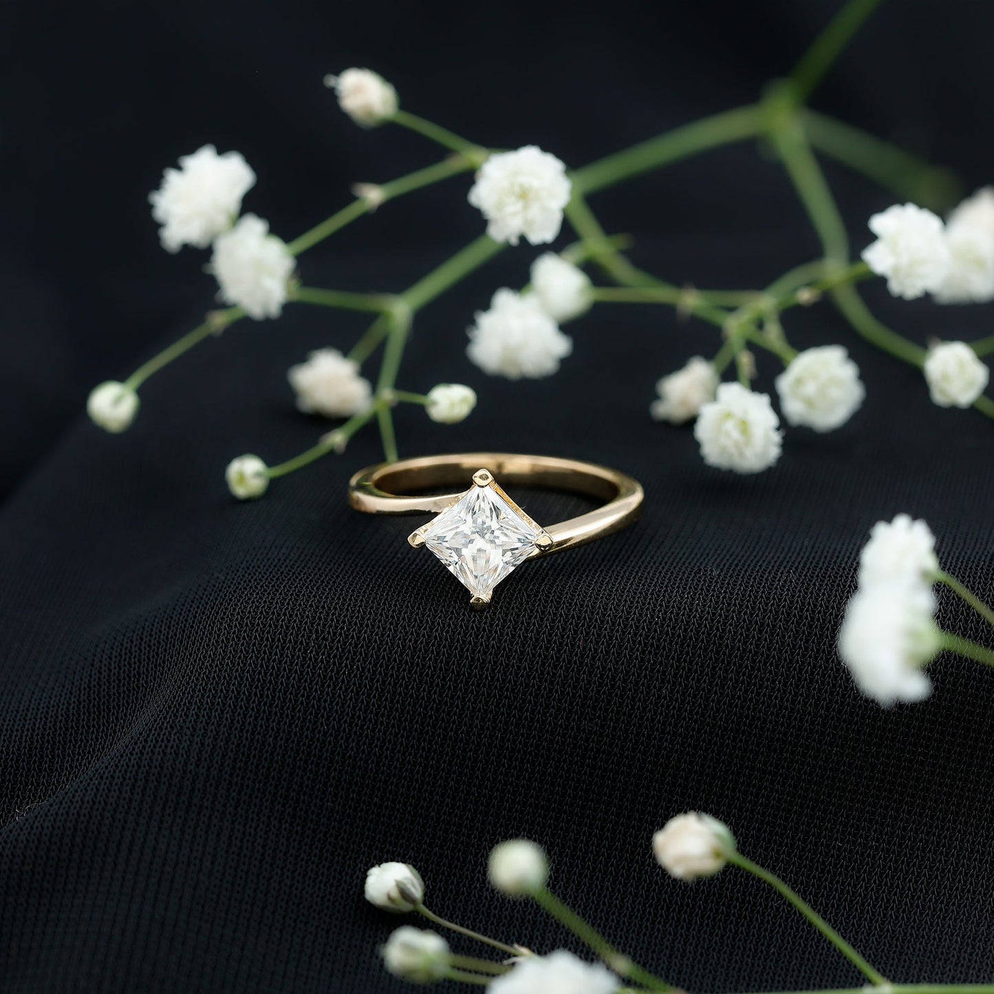 Princess Cut Lab Grown Diamond Bypass Engagement Ring for Women