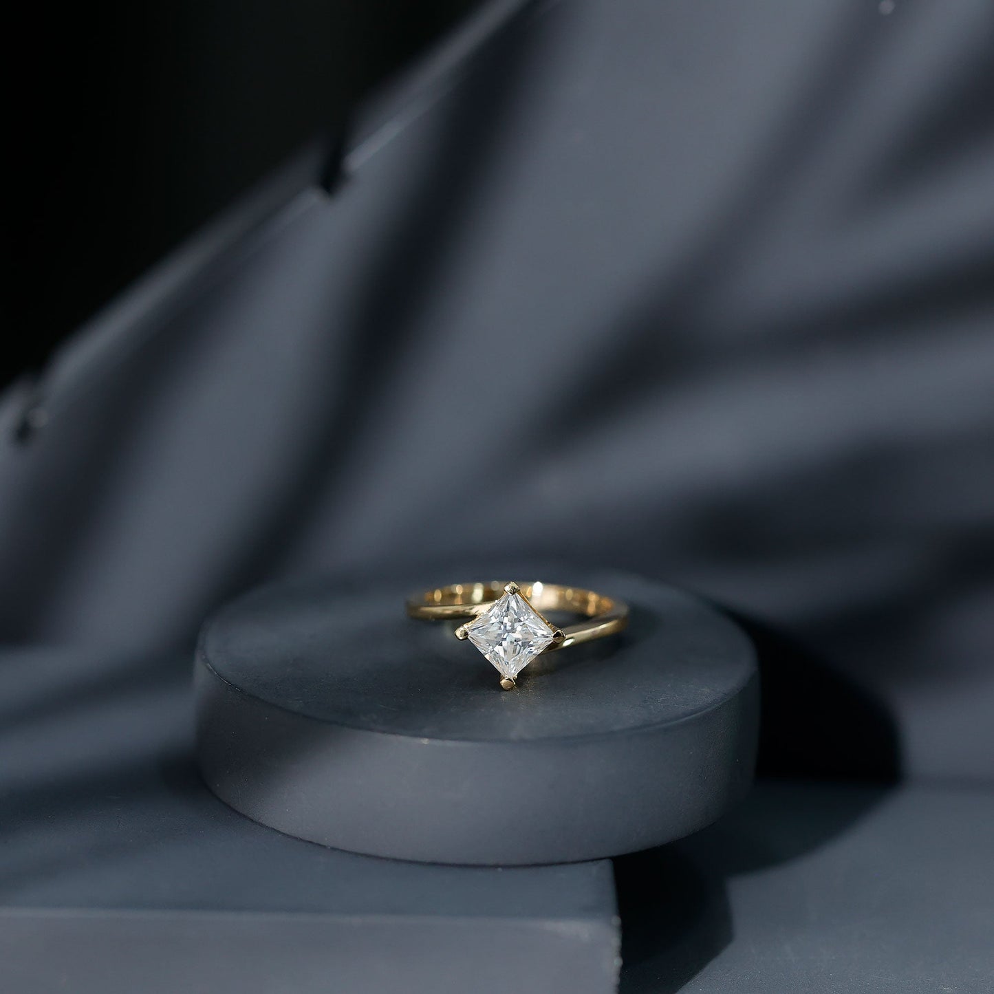 Princess Cut Lab Grown Diamond Bypass Engagement Ring for Women