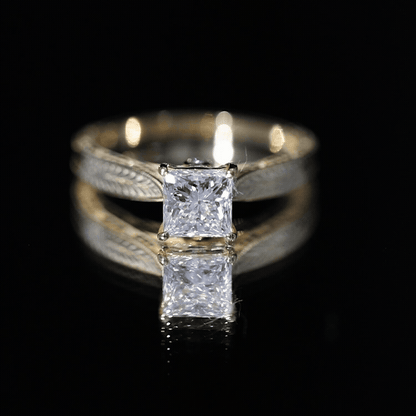 Lab Grown Diamond Engraved Solitaire Engagement Ring in Claw Set
