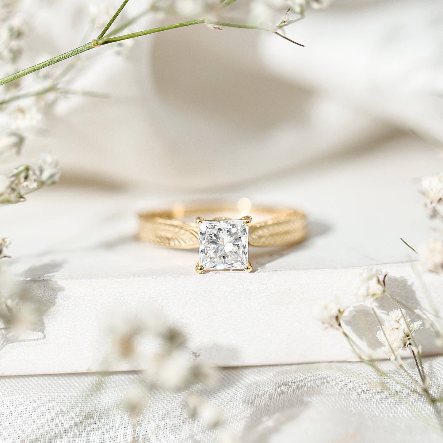 Lab Grown Diamond Engraved Solitaire Engagement Ring in Claw Set