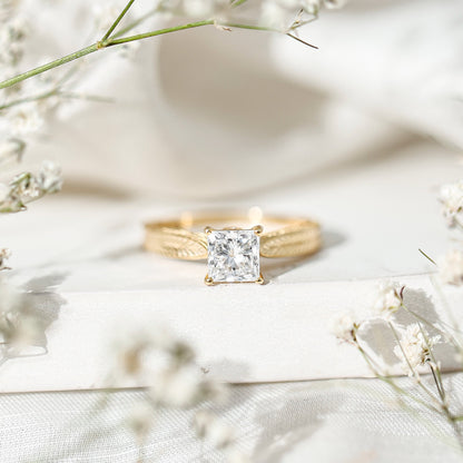 Lab Grown Diamond Engraved Solitaire Engagement Ring in Claw Set