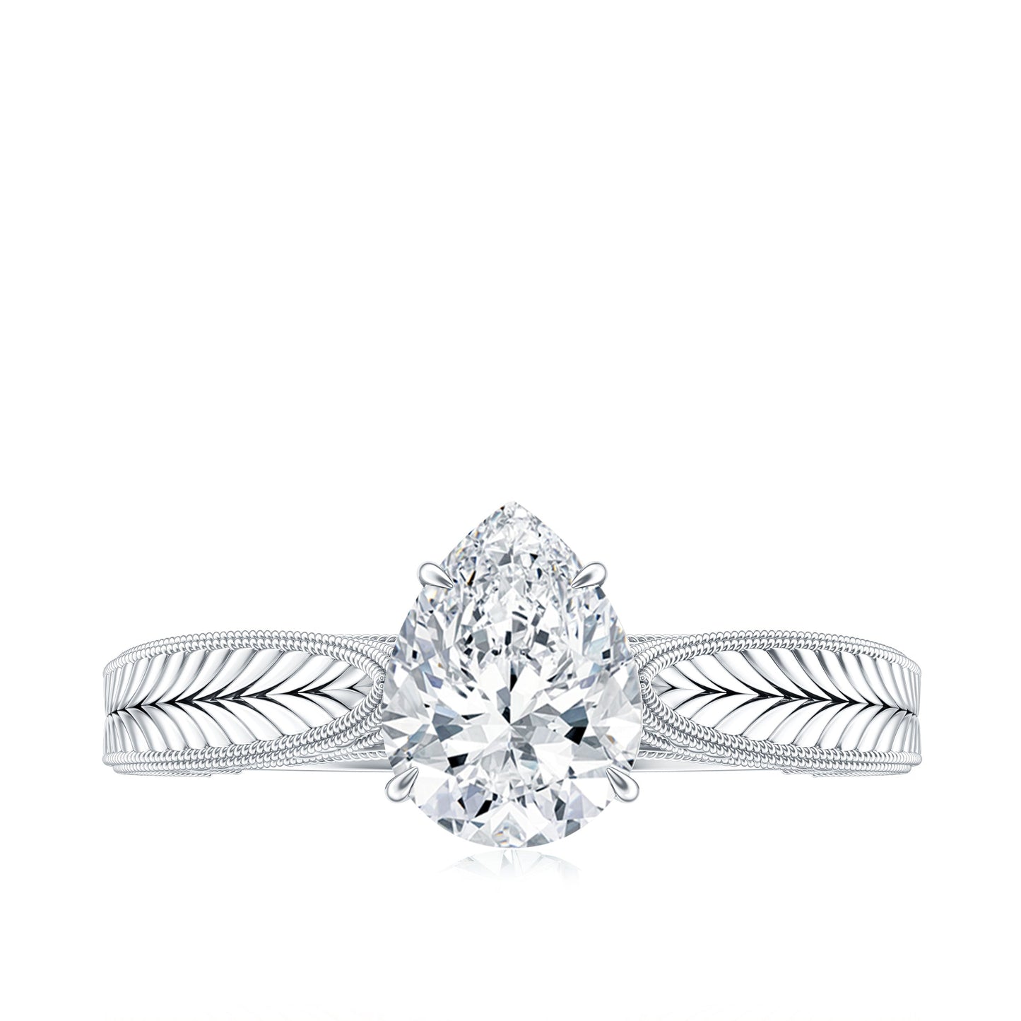 1.3 Carat Pear Lab Created Diamond Filigree Engagement Ring