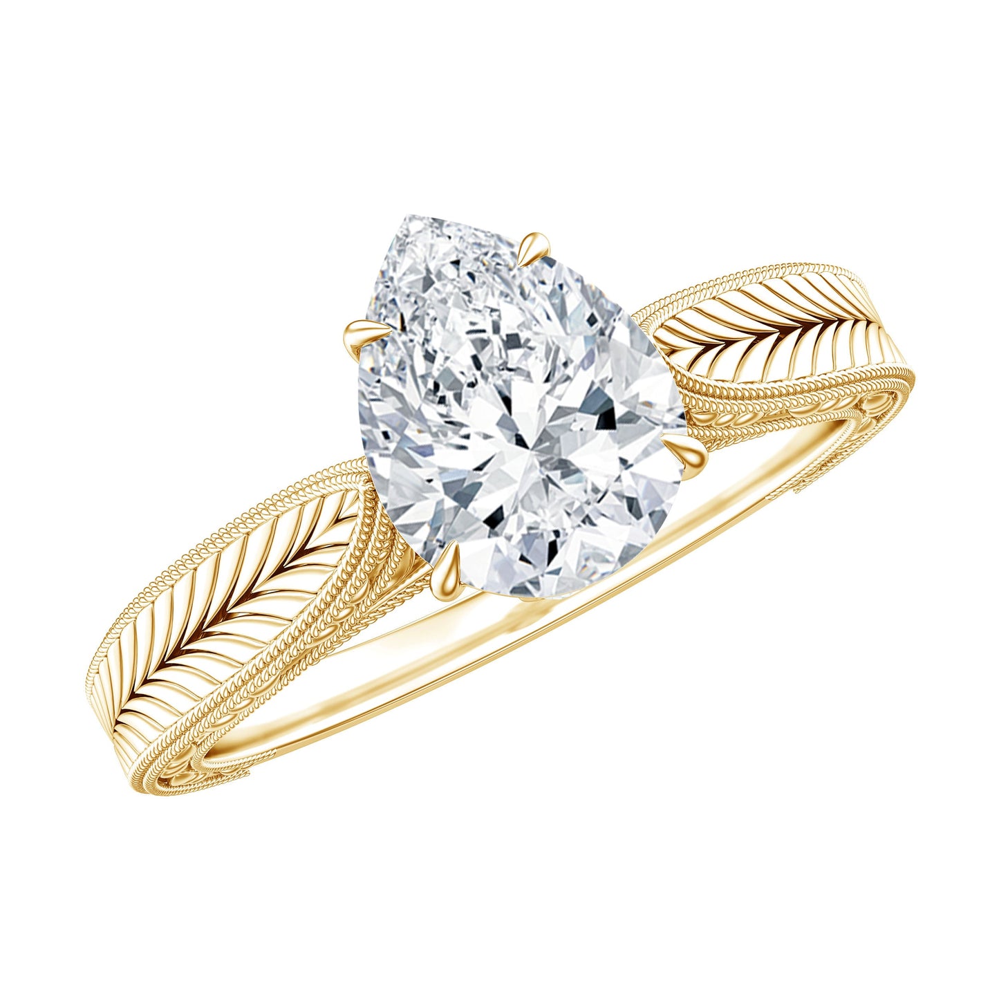 1.3 Carat Pear Lab Created Diamond Filigree Engagement Ring