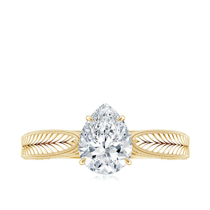 1.3 Carat Pear Lab Created Diamond Filigree Engagement Ring