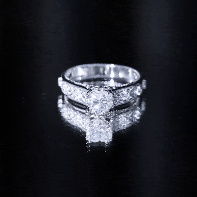 Certified 1 Carat Heart Lab Created Vintage Engagement Ring