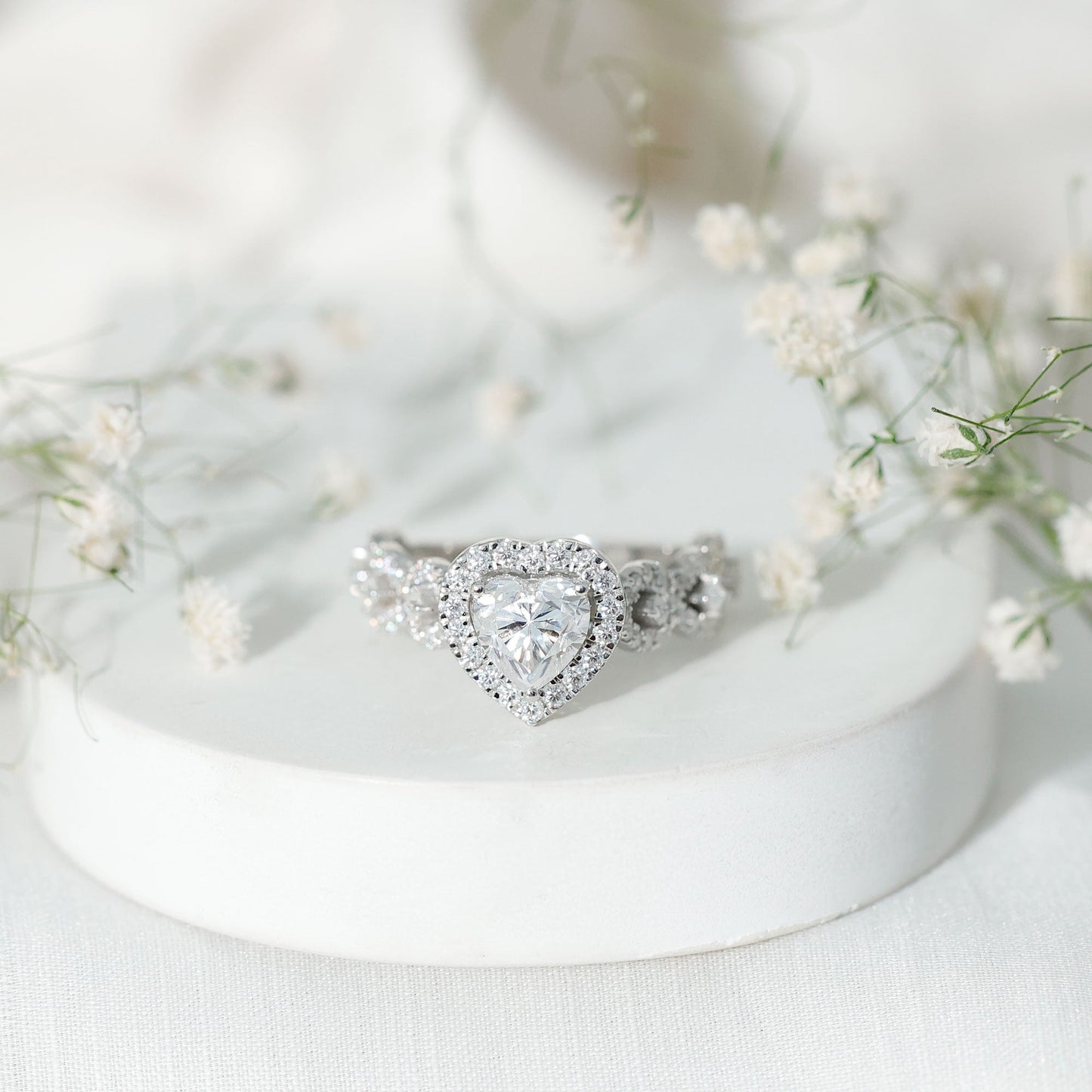 Vintage Inspired Lab Grown Diamond Heart Engagement Ring For Her