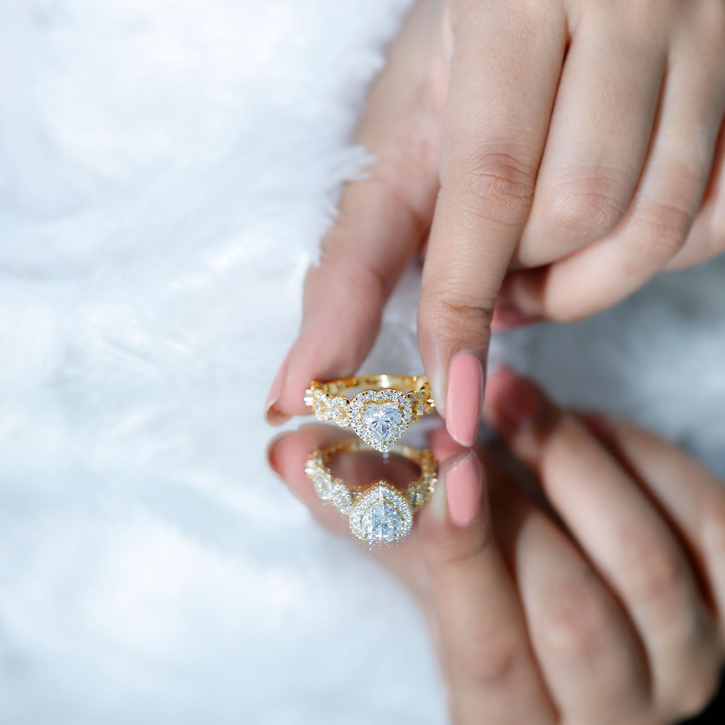 Vintage Inspired Lab Grown Diamond Heart Engagement Ring For Her