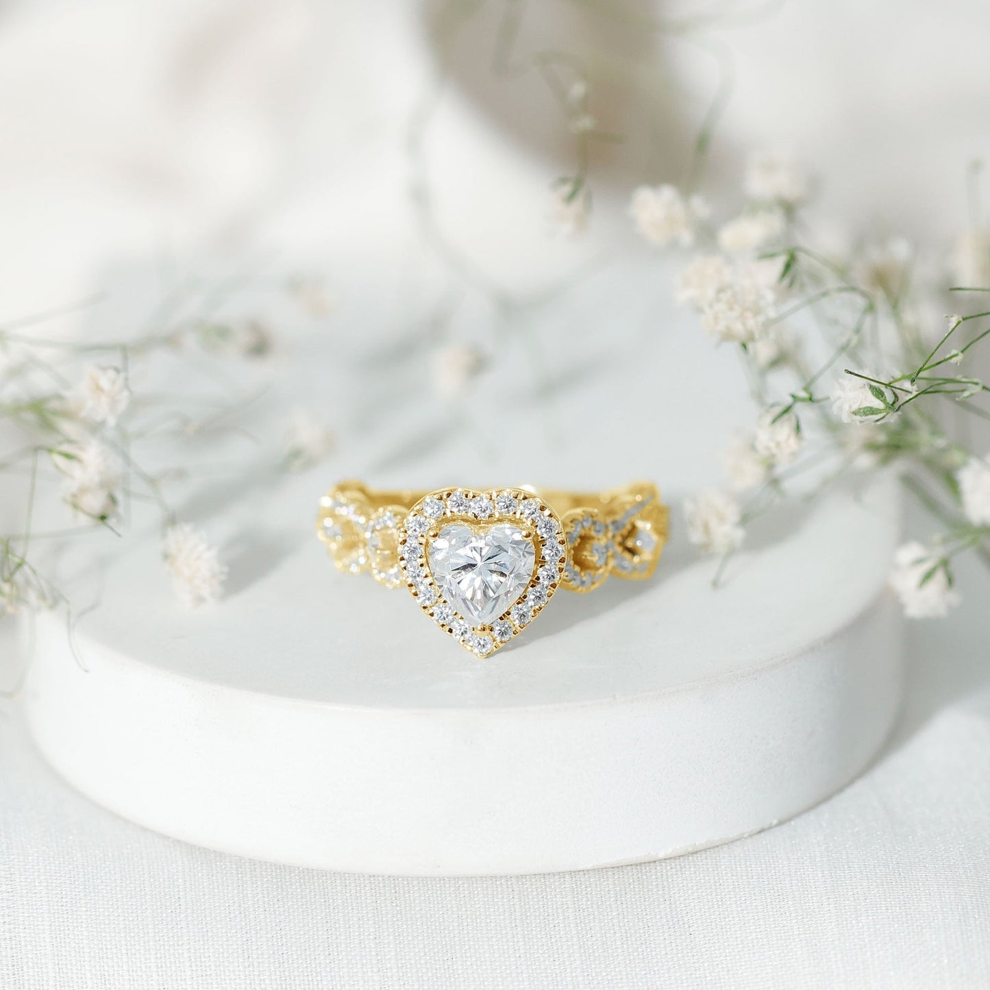 Vintage Inspired Lab Grown Diamond Heart Engagement Ring For Her