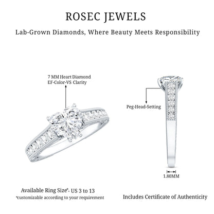 Heart Engagement Ring With Lab Grown Diamonds