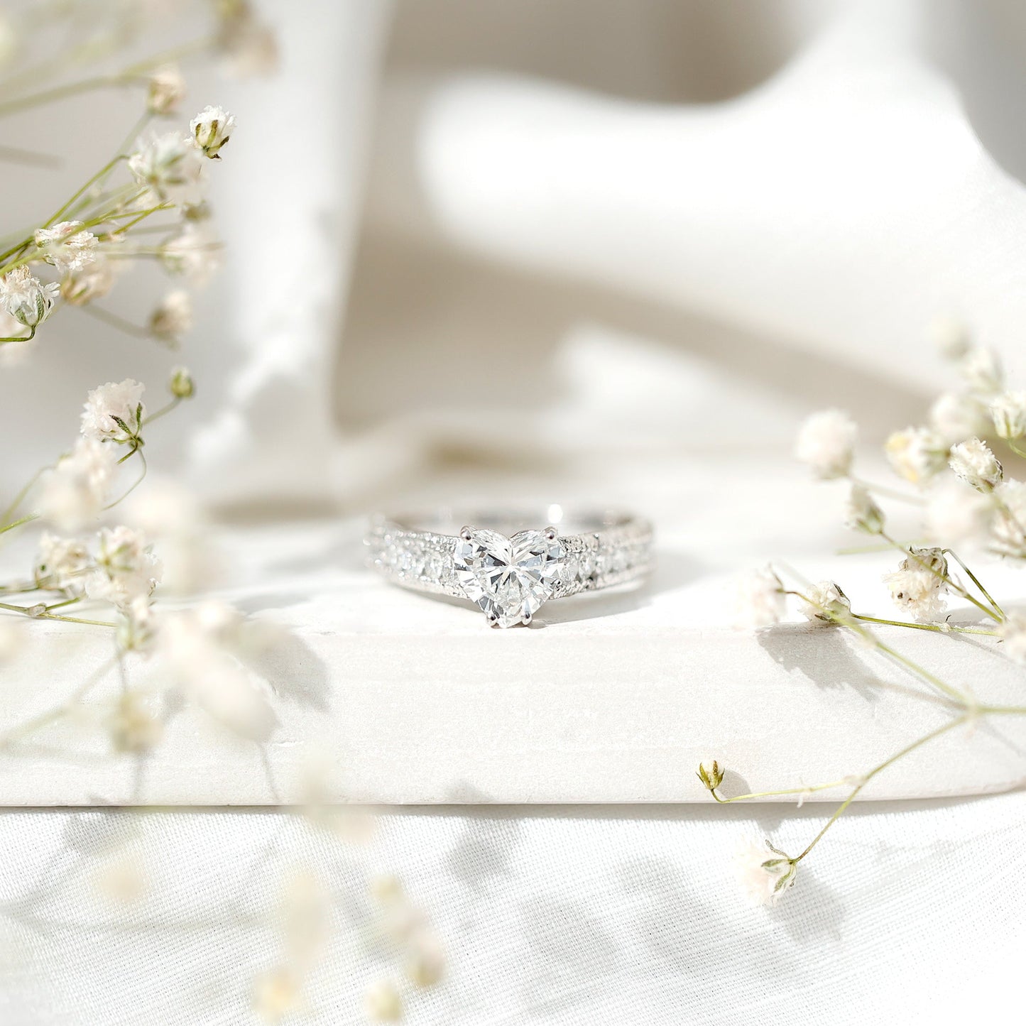 Heart Engagement Ring With Lab Grown Diamonds