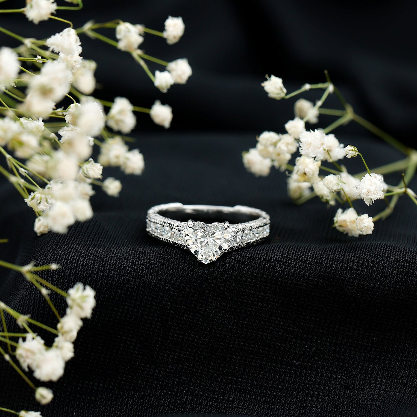 Heart Engagement Ring With Lab Grown Diamonds
