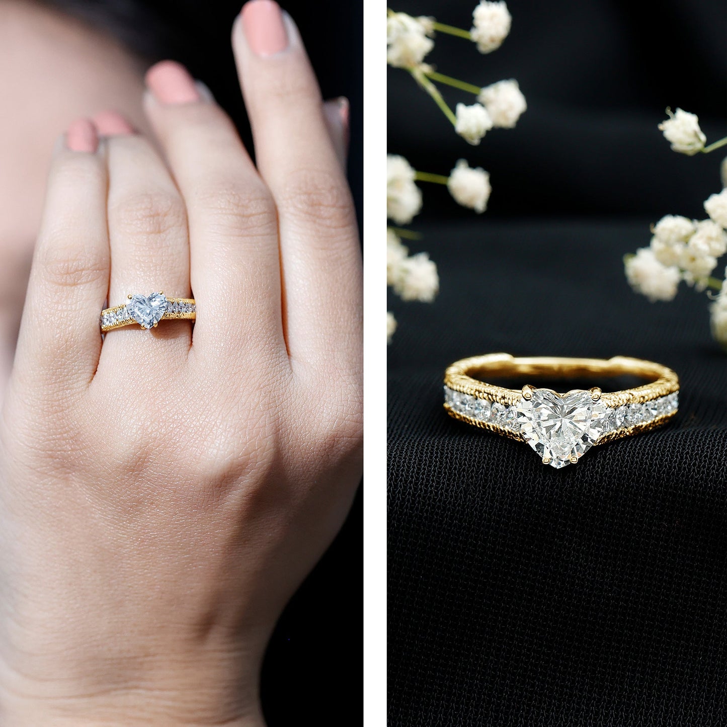 Heart Engagement Ring With Lab Grown Diamonds