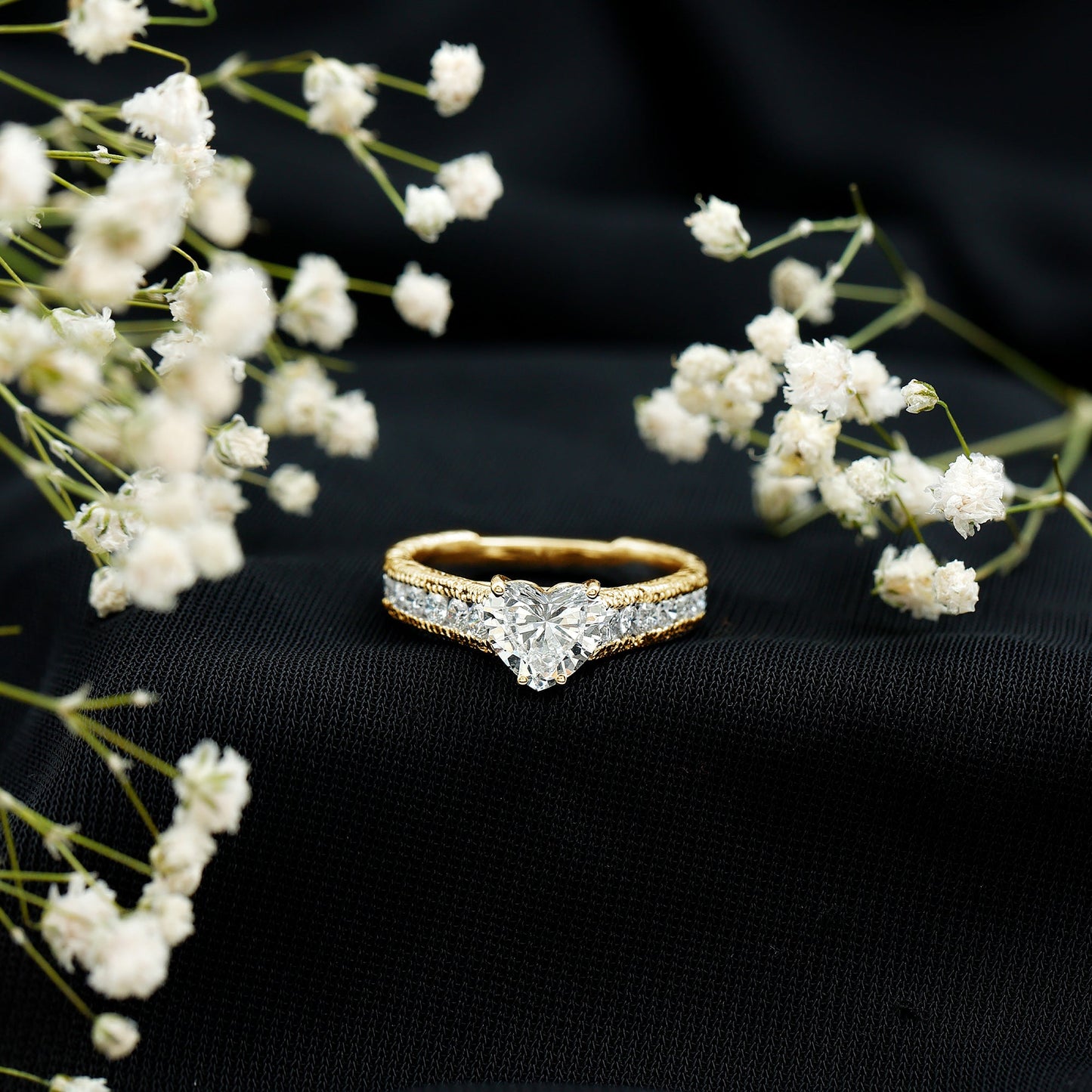 Heart Engagement Ring With Lab Grown Diamonds