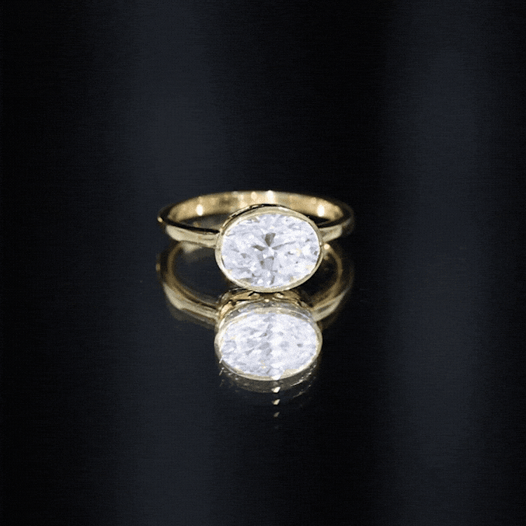 Bezel Set Lab Grown Diamond East West Engagement Ring
