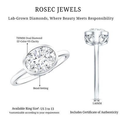Bezel Set Lab Grown Diamond East West Engagement Ring
