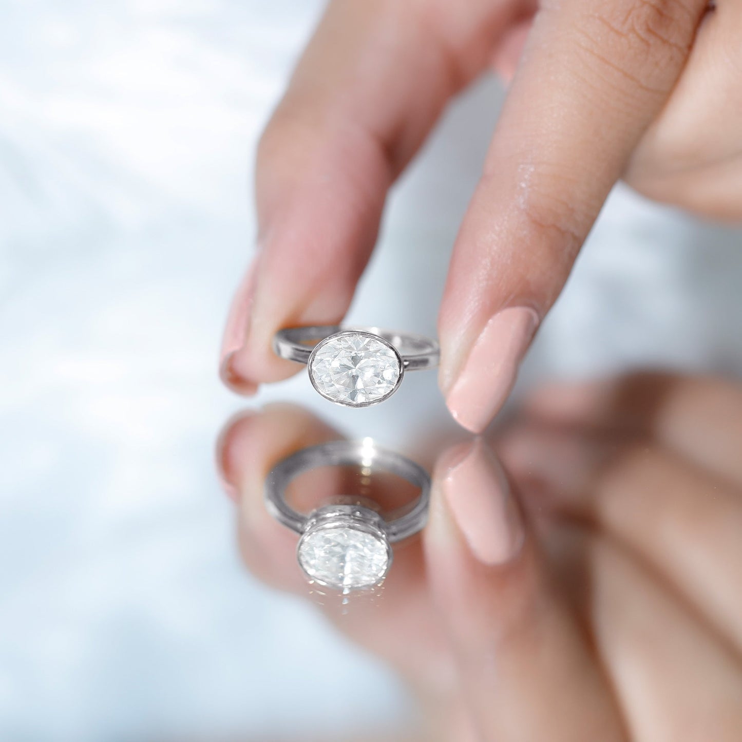 Bezel Set Lab Grown Diamond East West Engagement Ring