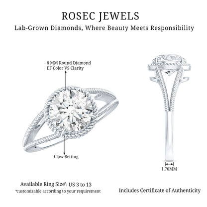 Man Made Diamond Engagement Ring With Split Shank