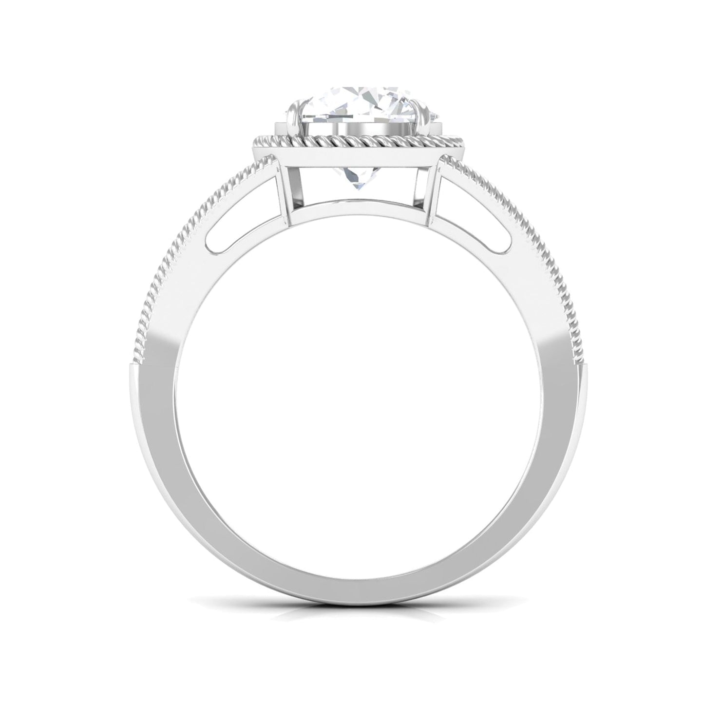 Man Made Diamond Engagement Ring With Split Shank