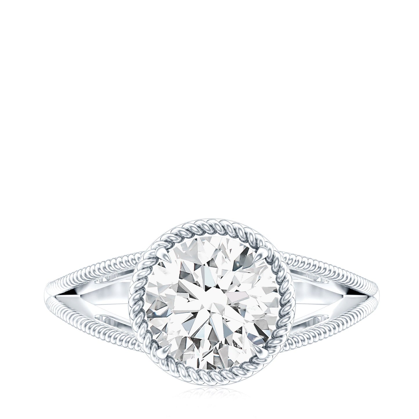 Man Made Diamond Engagement Ring With Split Shank