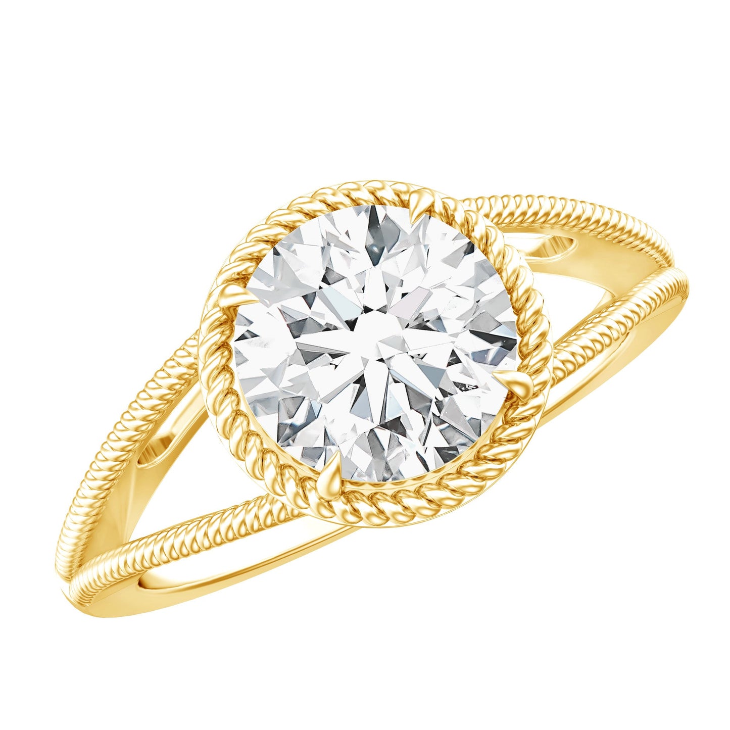 Man Made Diamond Engagement Ring With Split Shank