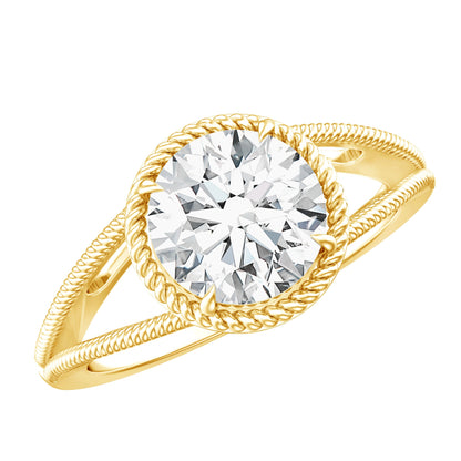 Man Made Diamond Engagement Ring With Split Shank