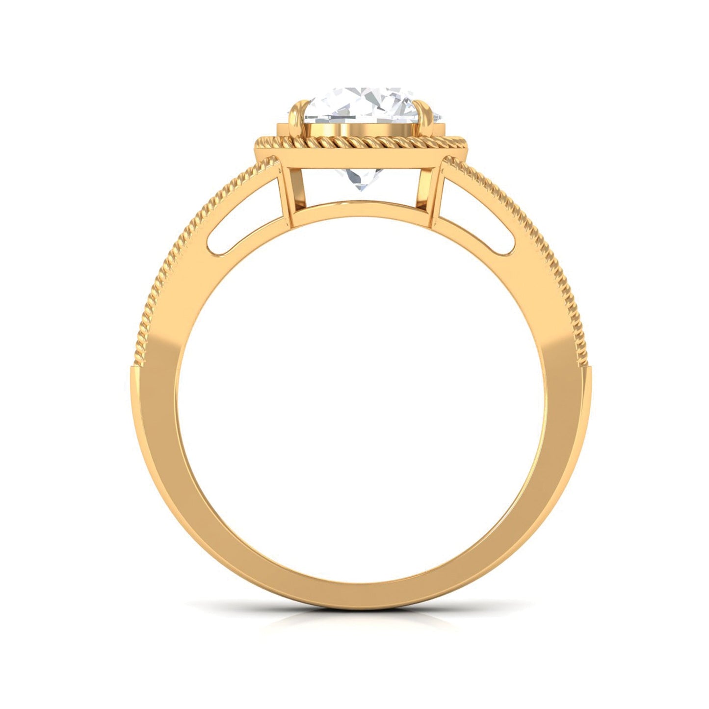 Man Made Diamond Engagement Ring With Split Shank