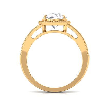 Man Made Diamond Engagement Ring With Split Shank