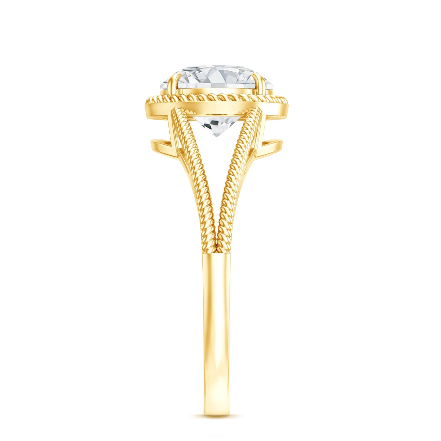 Man Made Diamond Engagement Ring With Split Shank