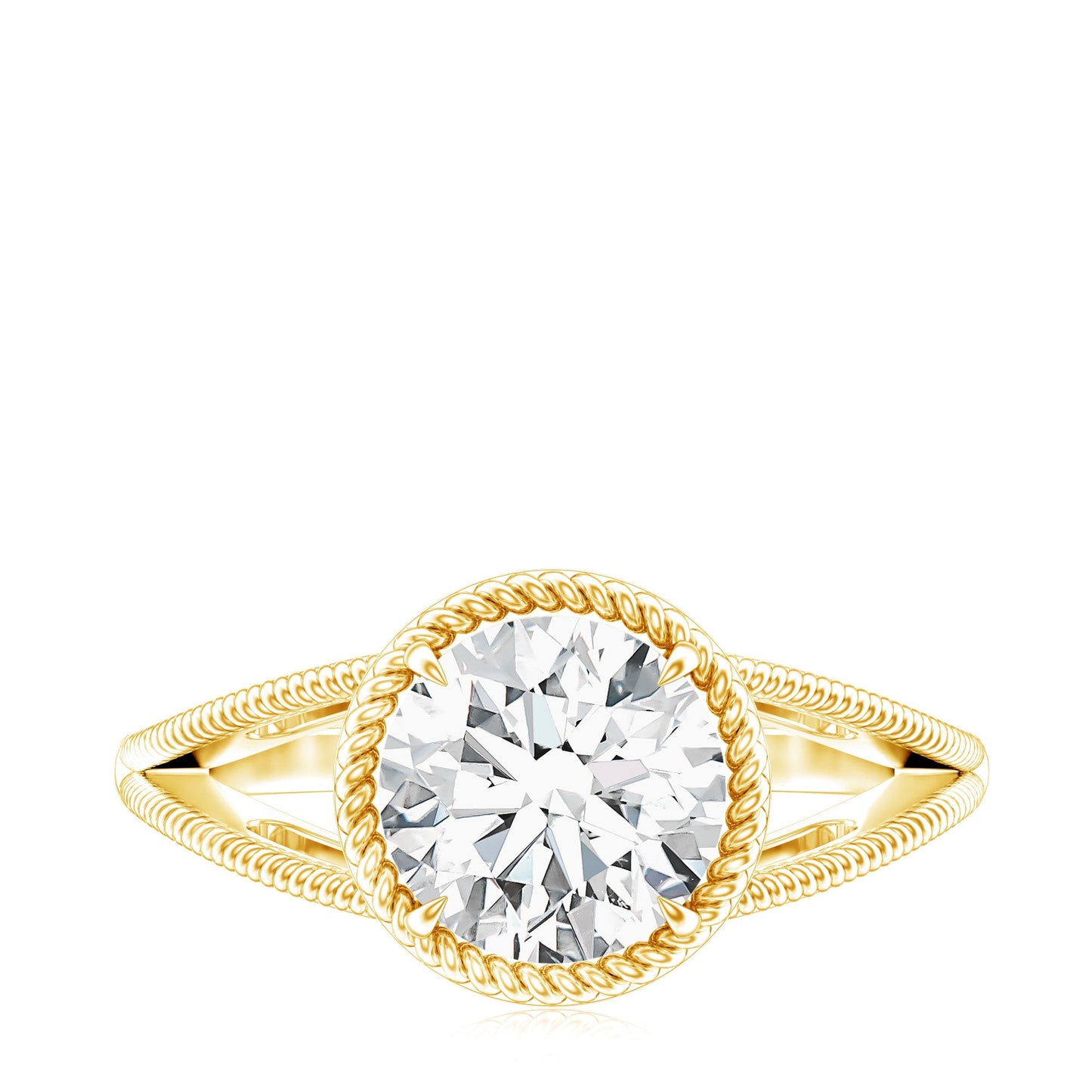 Man Made Diamond Engagement Ring With Split Shank