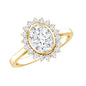 Oval Cut Lab Grown Diamond Halo Engagement Ring in Bezel Setting