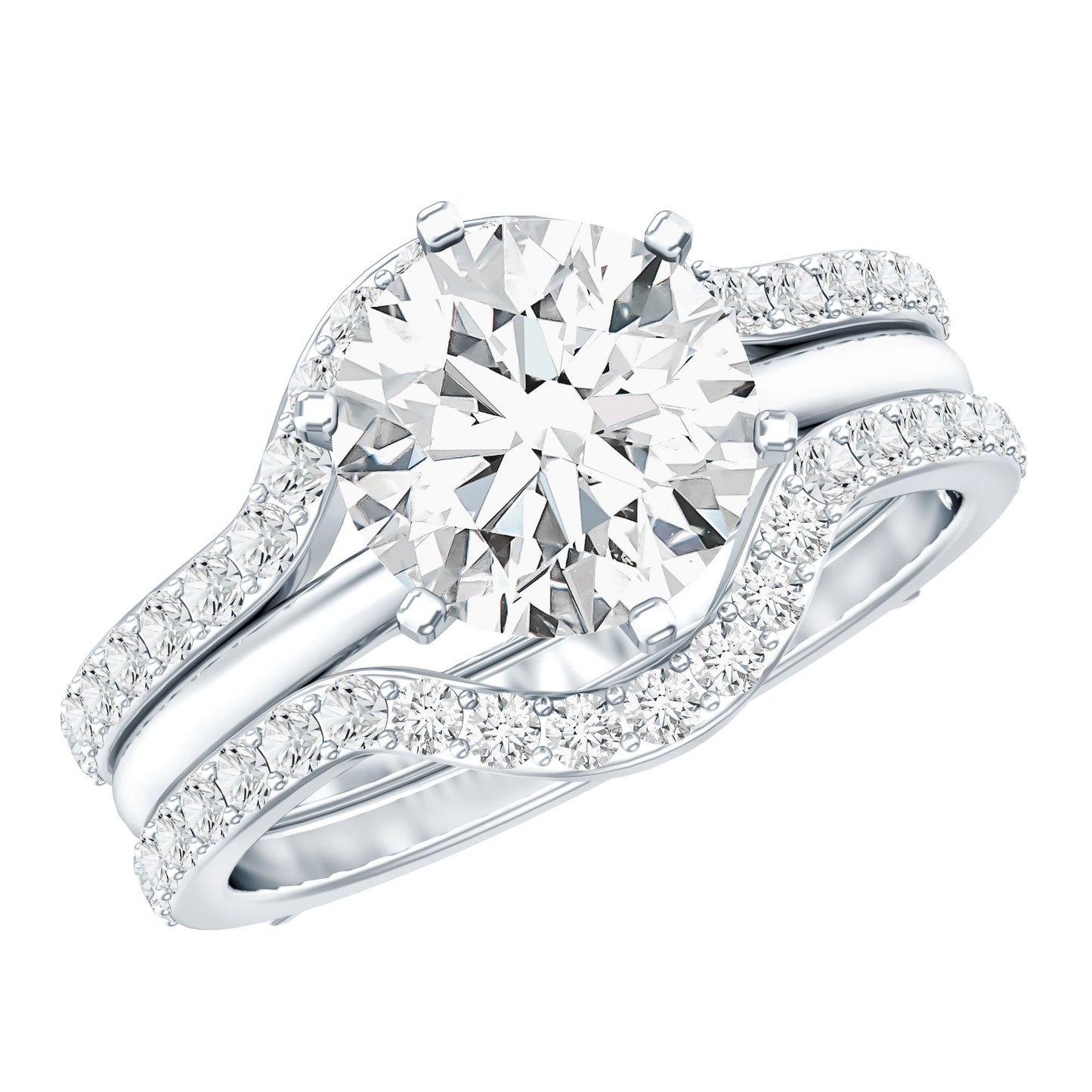 Lab Created Diamond Engagement Ring with Ring Guard