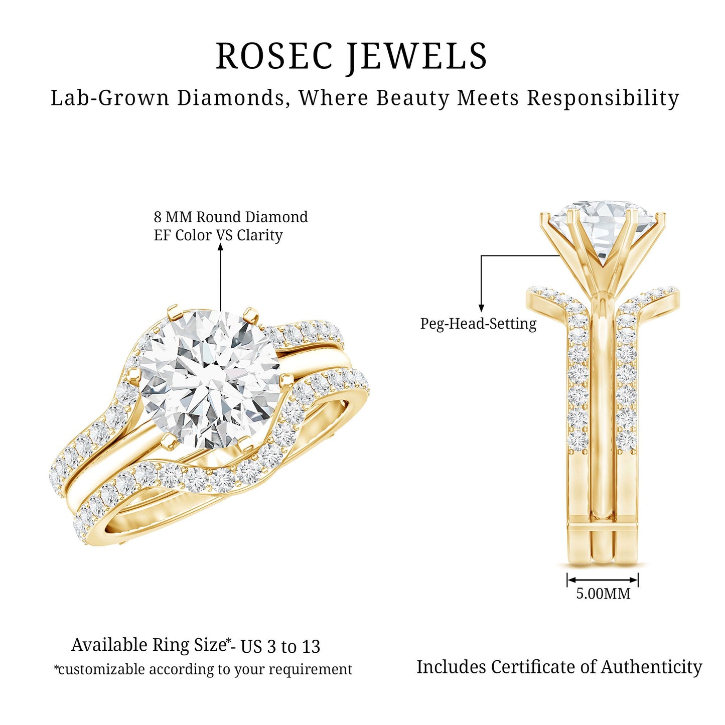 Lab Created Diamond Engagement Ring with Ring Guard