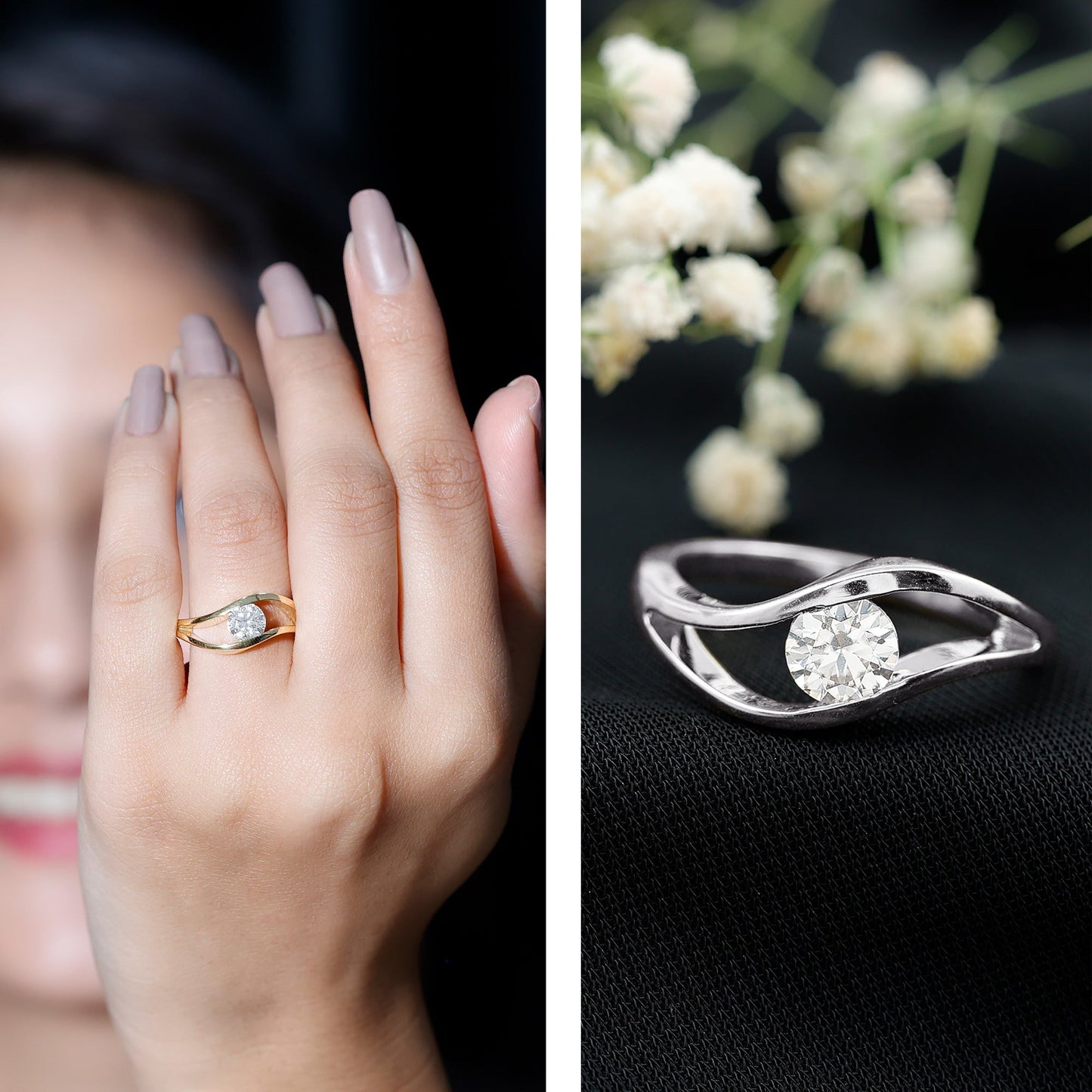 Certified 0.98 Carat Lab Created Diamond Round Engagement Ring in Tension Setting