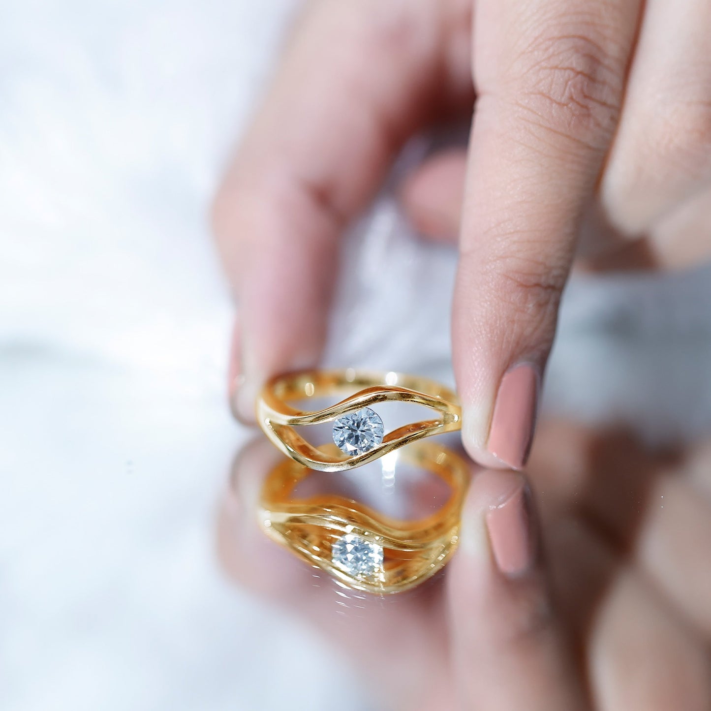 Certified 0.98 Carat Lab Created Diamond Round Engagement Ring in Tension Setting