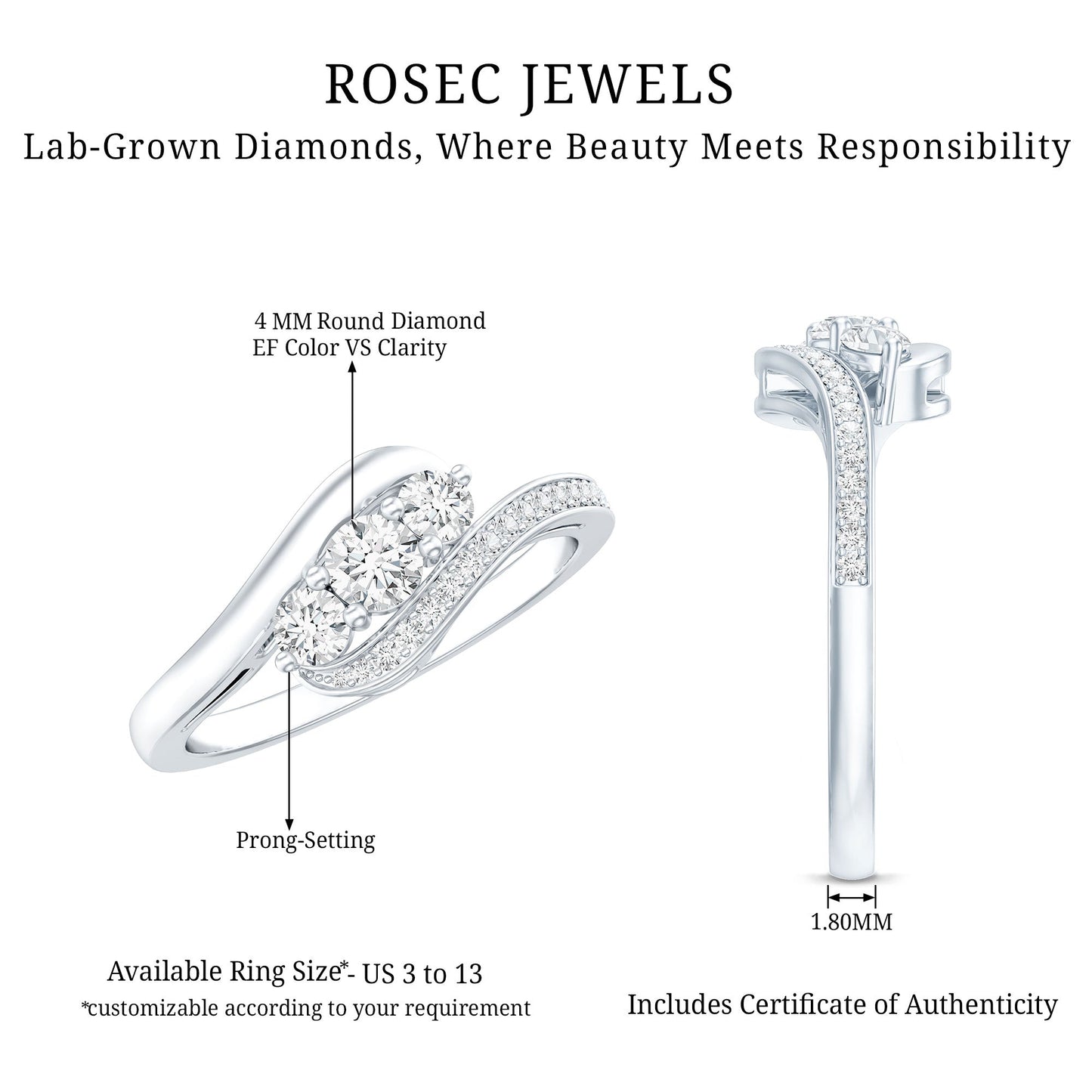 Certified Diamond 3 Stone Promise Ring