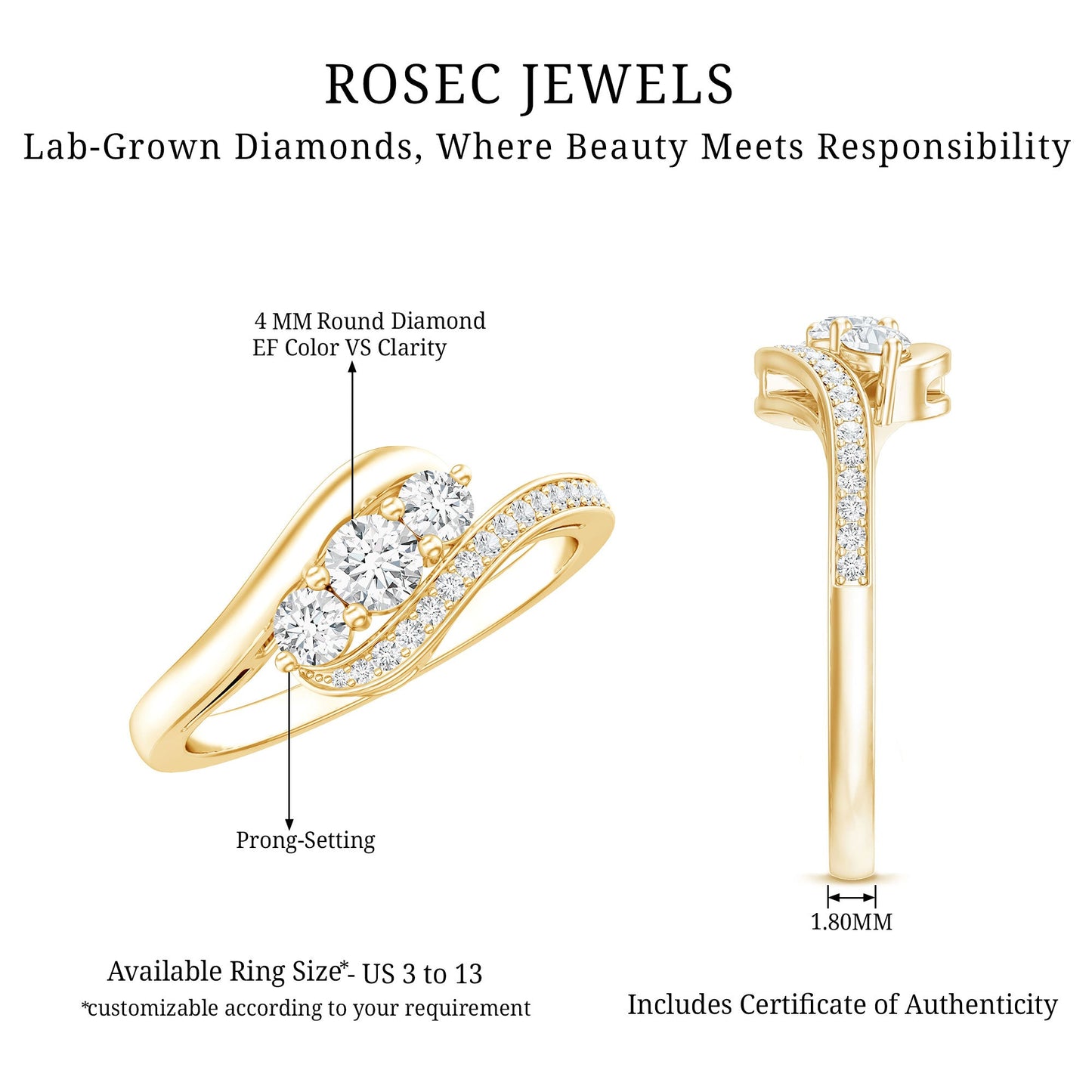 Certified Diamond 3 Stone Promise Ring