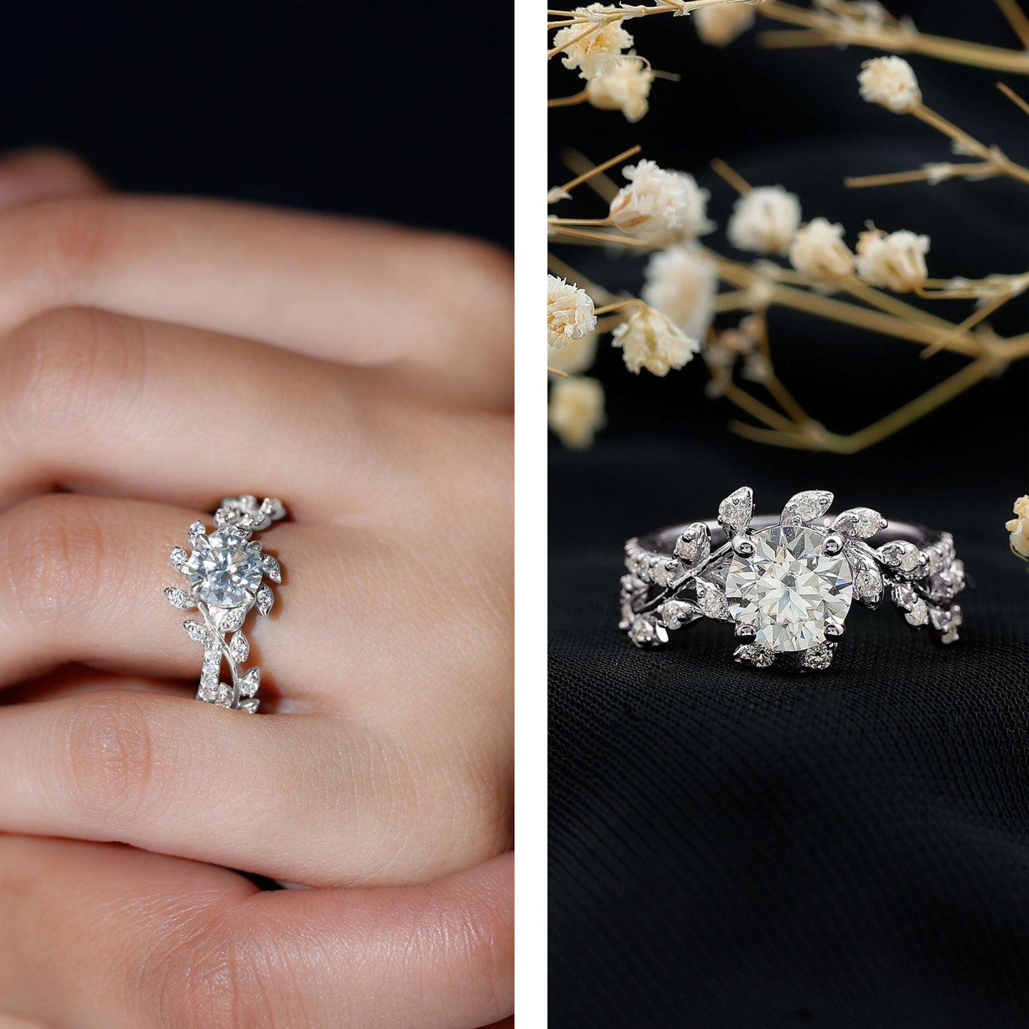 Round Cut 1.2 Carat Lab Grown Diamond Flower Engagement Ring