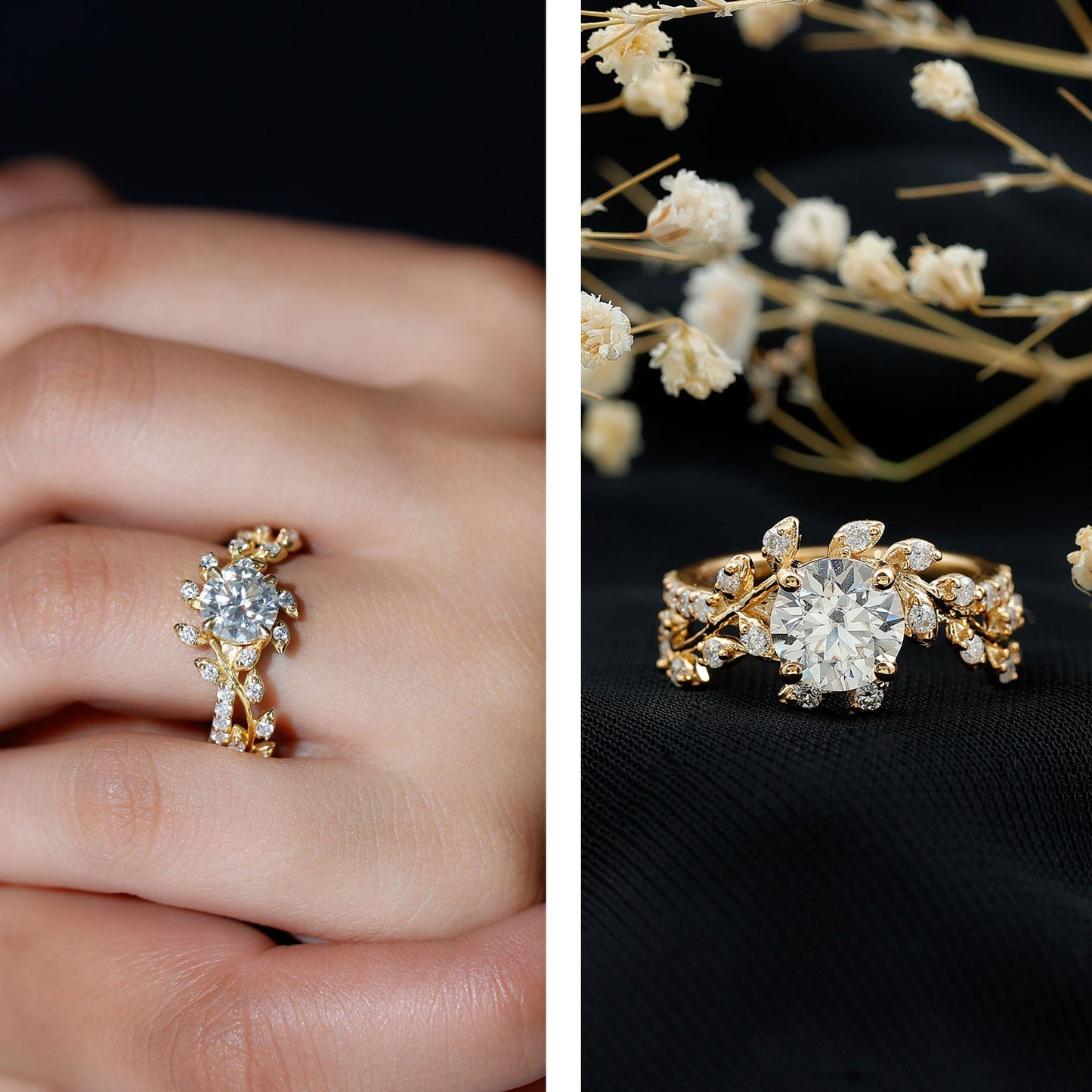 Round Cut 1.2 Carat Lab Grown Diamond Flower Engagement Ring