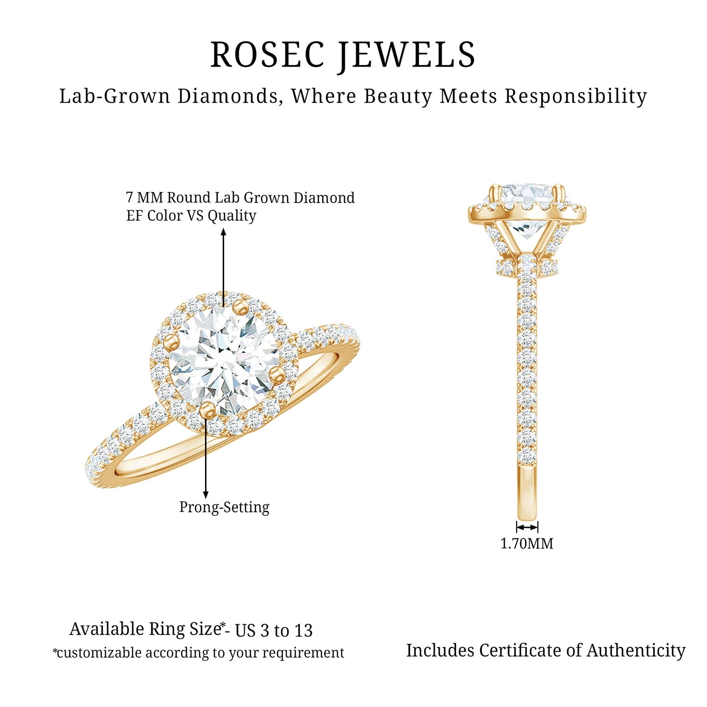 Certified Brilliant Cut Diamond Halo Engagement Ring With Side Stones