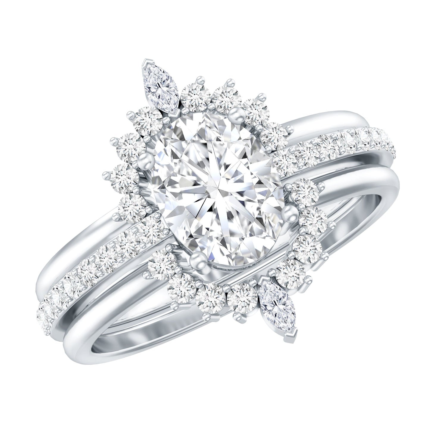 Certified 1.2 Carat Lab Grown Diamond Vintage Engagement Ring Set With 3 Pieces