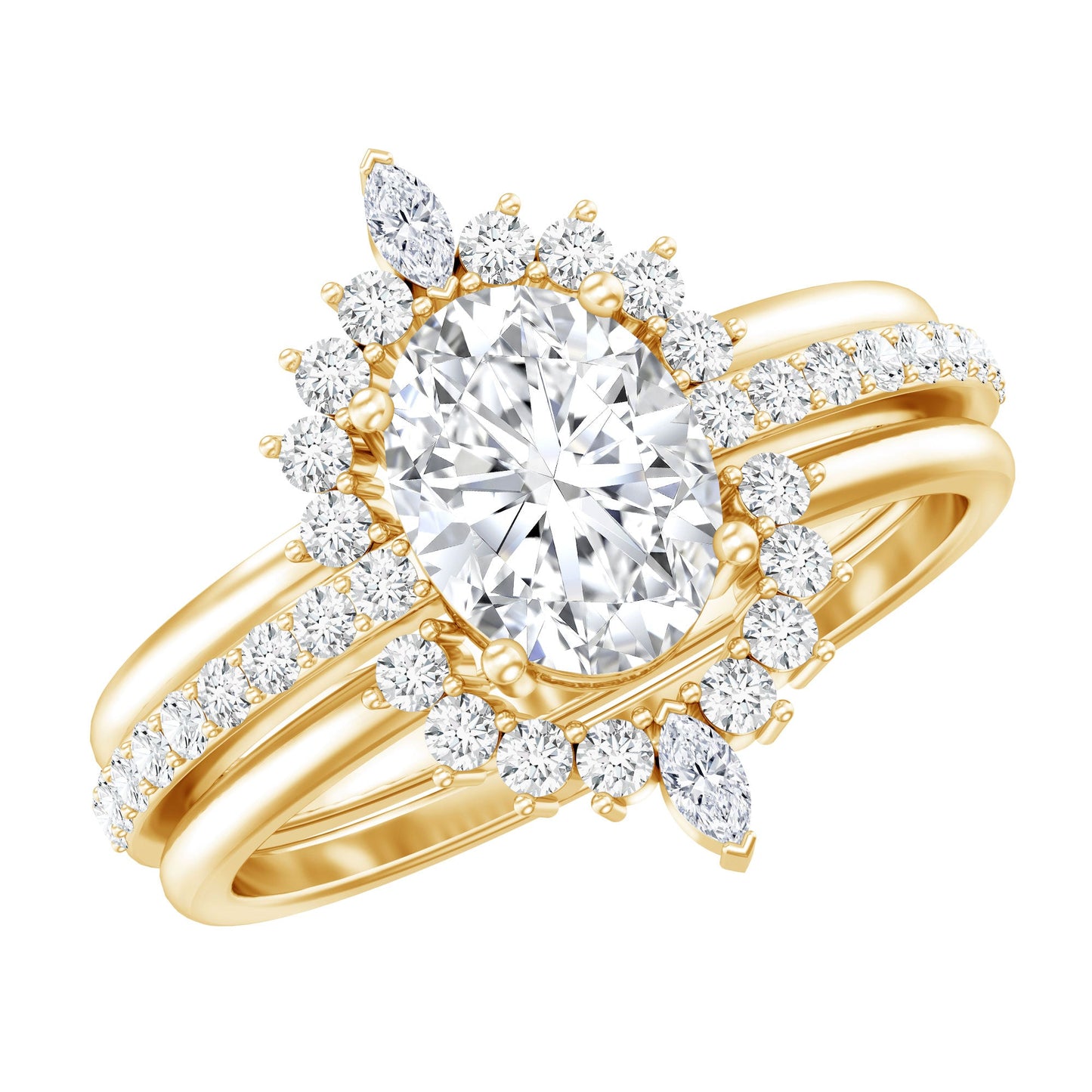 Certified 1.2 Carat Lab Grown Diamond Vintage Engagement Ring Set With 3 Pieces