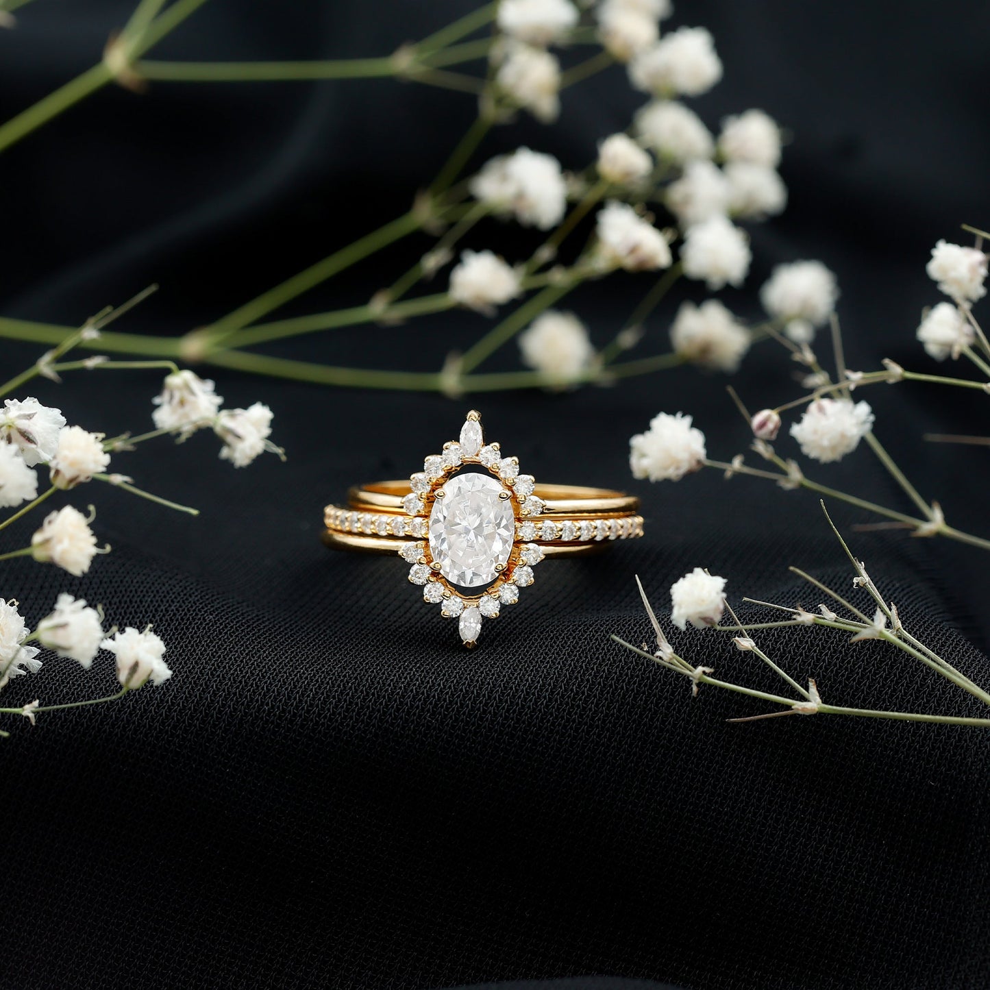 Certified 1.2 Carat Lab Grown Diamond Vintage Engagement Ring Set With 3 Pieces