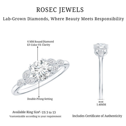 Certified 0.9 Carat Round Diamond Promise Engagement Ring For Her