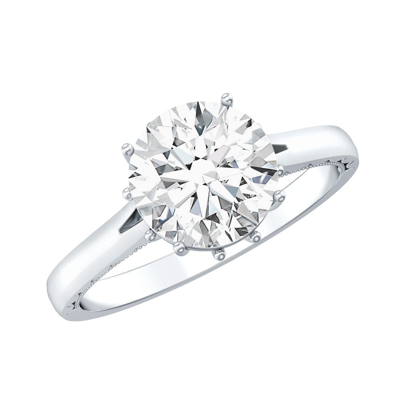 Lab Grown Diamond 2 Carat Round Engagement Ring With Certificate