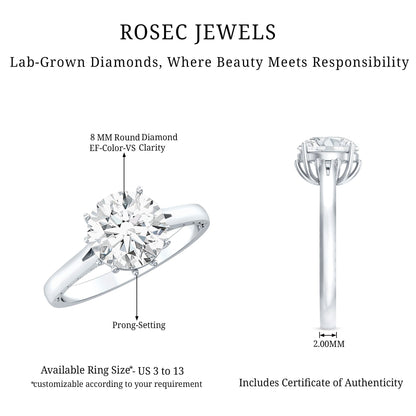 Lab Grown Diamond 2 Carat Round Engagement Ring With Certificate