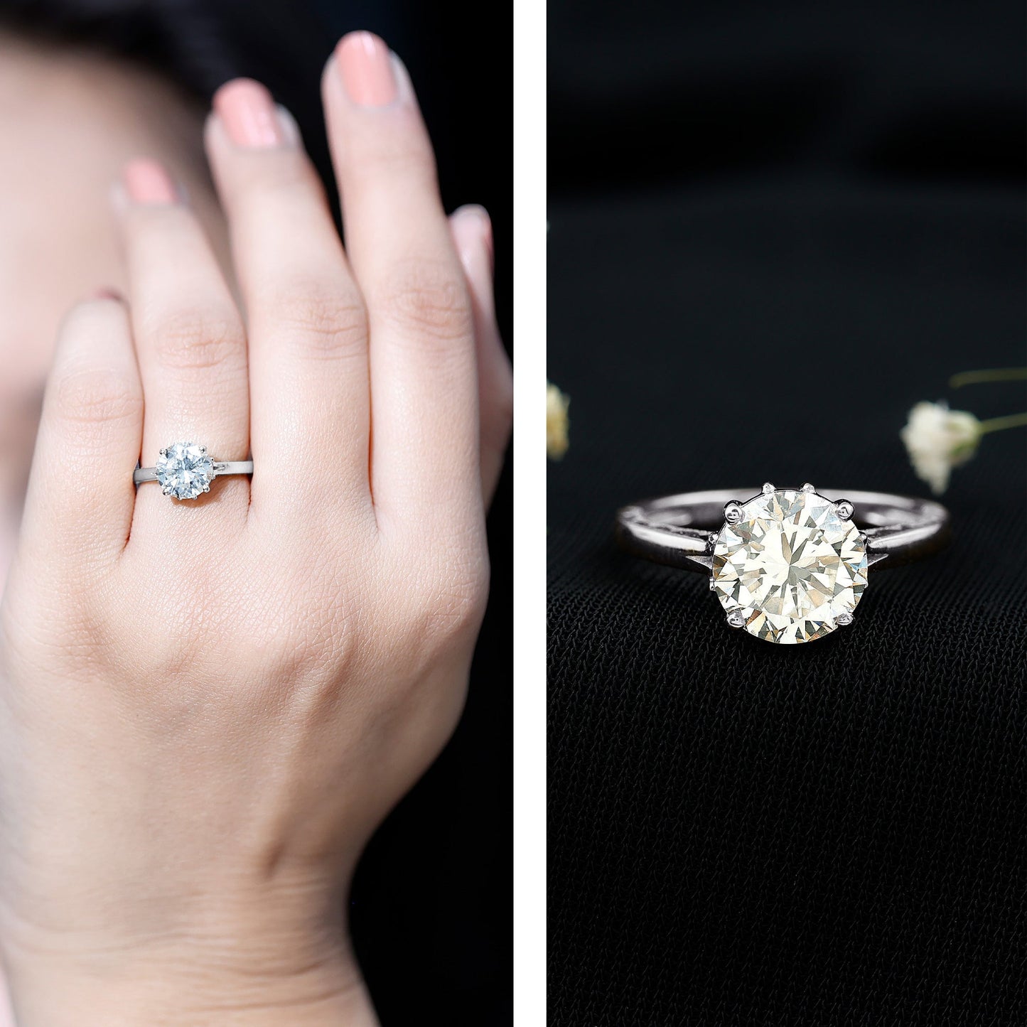 Lab Grown Diamond 2 Carat Round Engagement Ring With Certificate