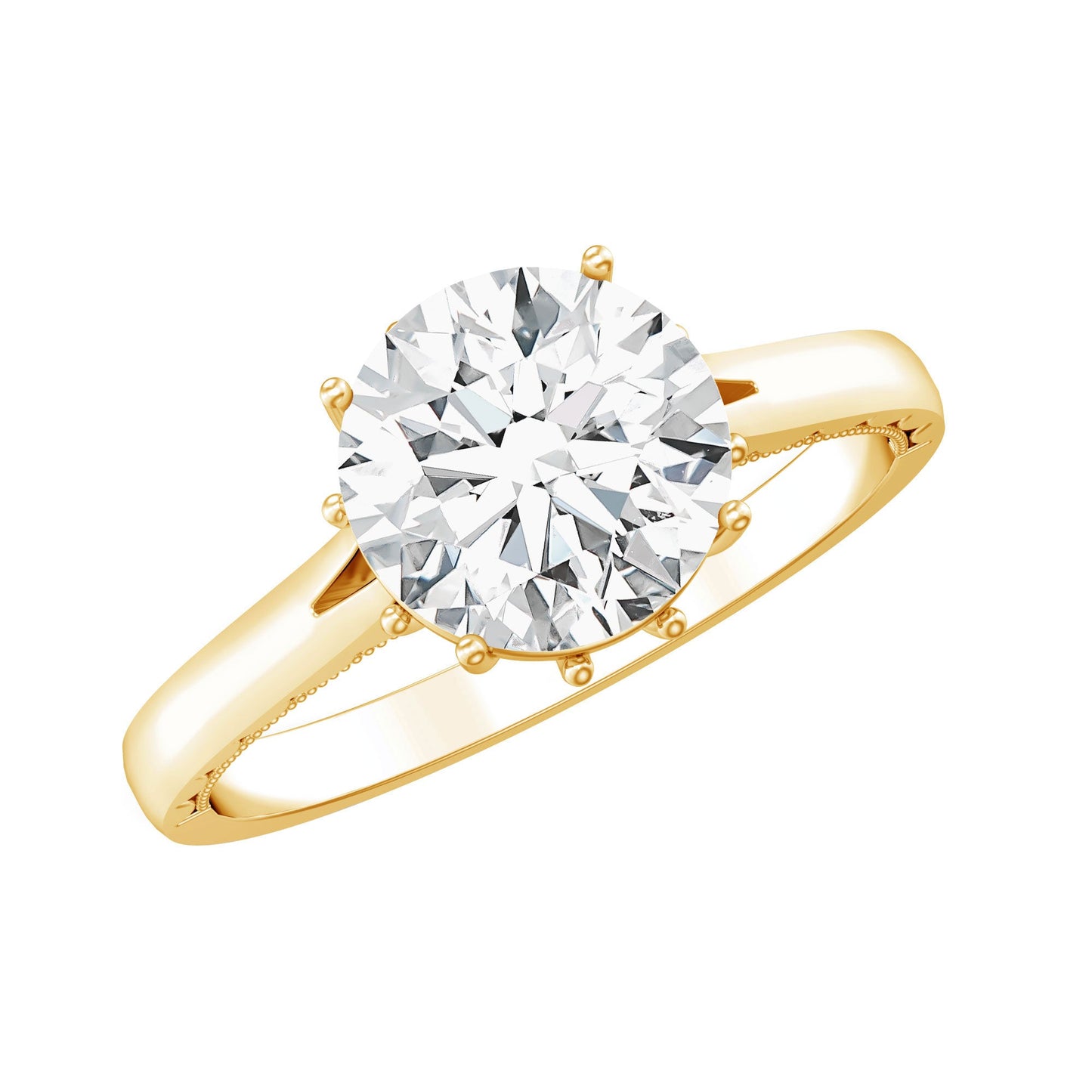 Lab Grown Diamond 2 Carat Round Engagement Ring With Certificate