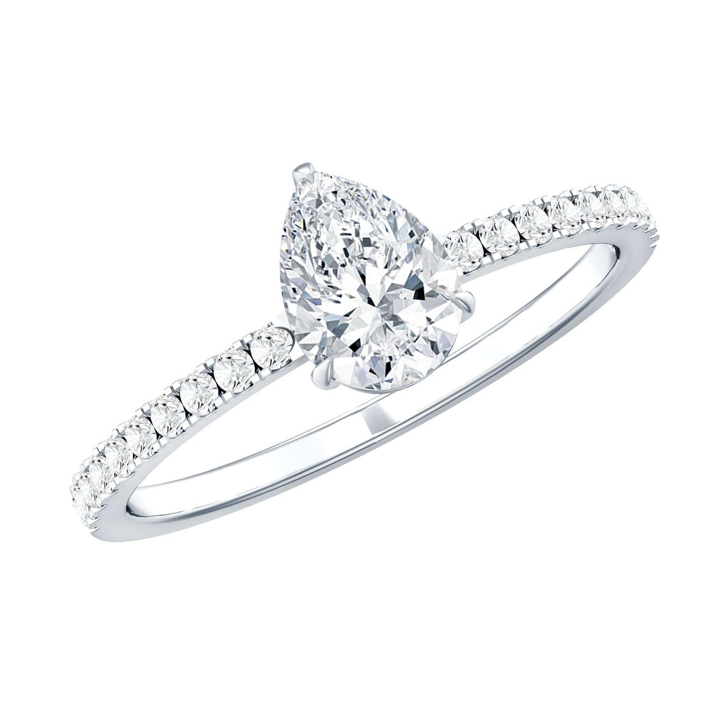 0.6 Carat Pear Cut Man Made Diamond Engagement Ring